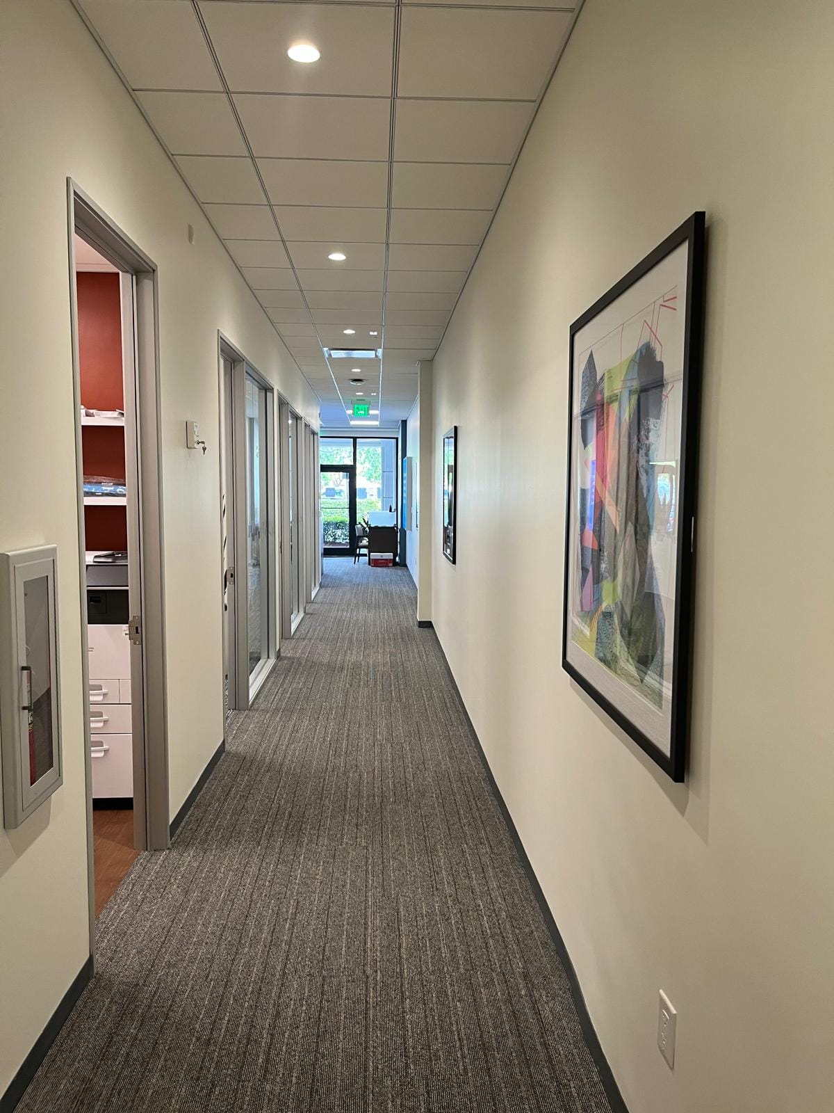 Freshly painted office corridor, corporate office repaint, South Florida